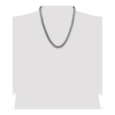 Sterling Silver 8.3mm Antiqued Curb Chain – view 4