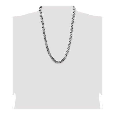Sterling Silver 8.3mm Antiqued Curb Chain – view 4