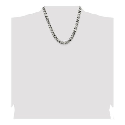Sterling Silver 9.3mm Antiqued Curb Chain – view 4
