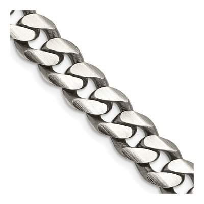 Sterling Silver 9.3mm Antiqued Curb Chain
