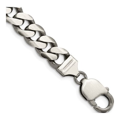Sterling Silver 9.3mm Antiqued Curb Chain Bracelet