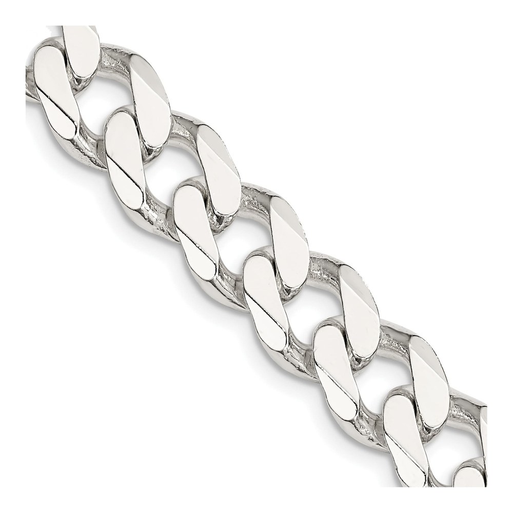 26 Inch Sterling Silver 11mm Curb Chain Necklace with Lobster Clasp