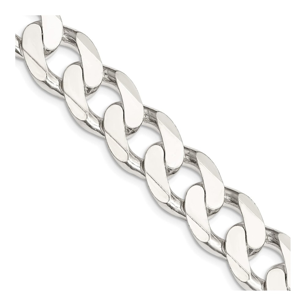 26 Inch Sterling Silver 14.5mm Curb Chain Necklace with Lobster Clasp