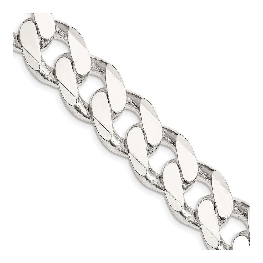28 Inch Sterling Silver 16.25mm Curb Chain Necklace with Lobster Clasp