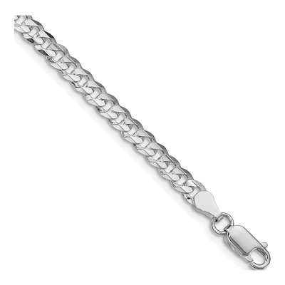 Sterling Silver 4.5mm Concave Beveled Curb Chain Anklet