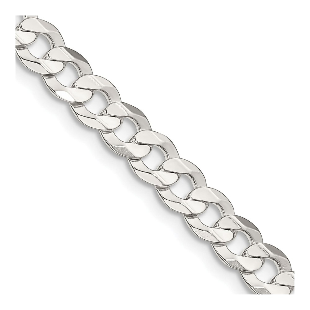 26 Inch Sterling Silver 5.65mm Concave Beveled Curb Chain Necklace with Lobster Clasp