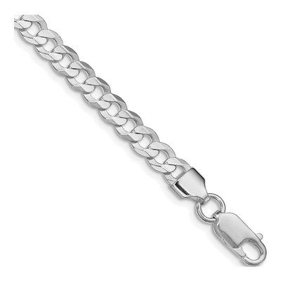 Sterling Silver 5.65mm Concave Beveled Curb Chain Bracelet