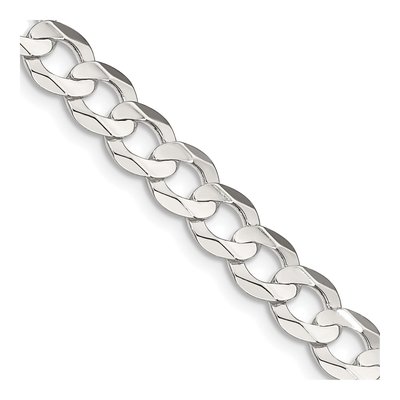 Sterling Silver 6.75mm Concave Beveled Curb Chain