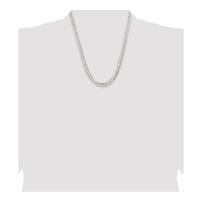Sterling Silver 6.75mm Concave Beveled Curb Chain – view 4