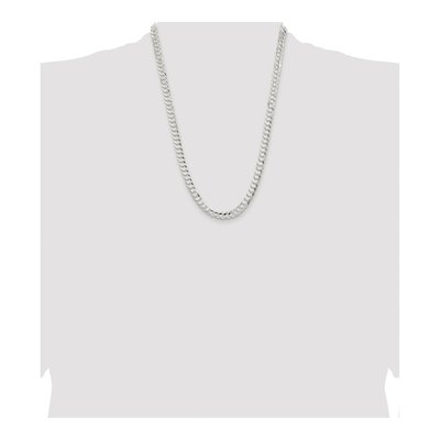 Sterling Silver 6.75mm Concave Beveled Curb Chain – view 4