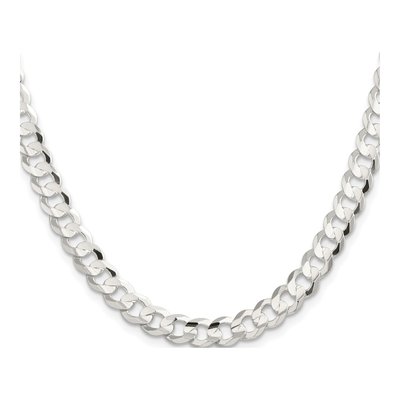 Sterling Silver 7.8mm Concave Beveled Curb Chain – view 2