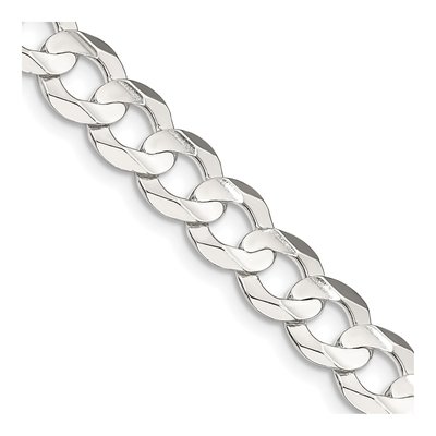 Sterling Silver 7.8mm Concave Beveled Curb Chain