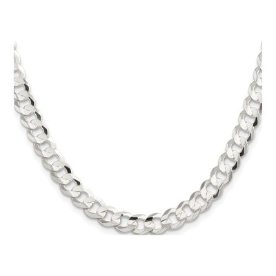 Sterling Silver 7.8mm Concave Beveled Curb Chain – view 2