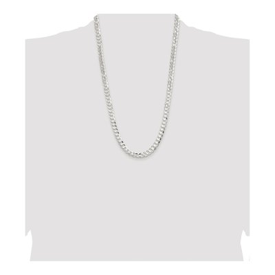 Sterling Silver 7.8mm Concave Beveled Curb Chain – view 4