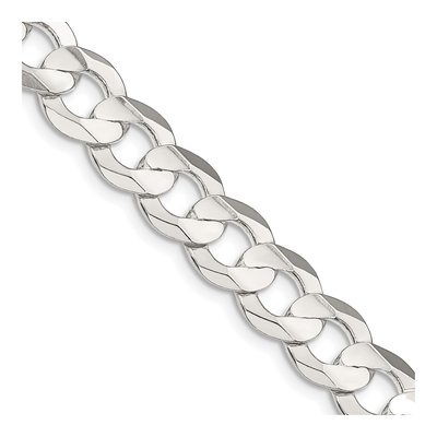 Sterling Silver 9.75mm Concave Beveled Curb Chain