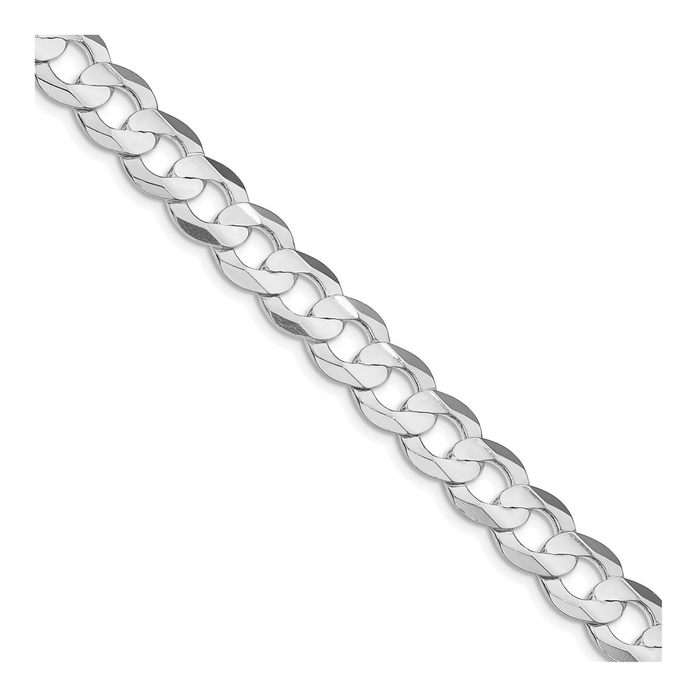 18 Inch Sterling Silver Rhodium-Plated 9.75mm Concave Beveled Curb Chain Necklace with Lobster Clasp