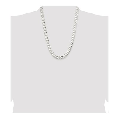 Sterling Silver 9.75mm Concave Beveled Curb Chain – view 4