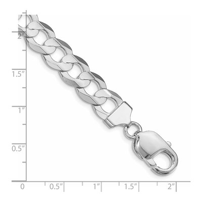 Sterling Silver 9.75mm Concave Beveled Curb Chain Bracelet – view 2