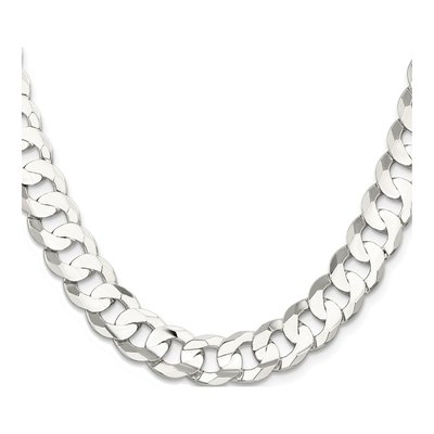 Sterling Silver 11.9mm Concave Beveled Curb Chain – view 2