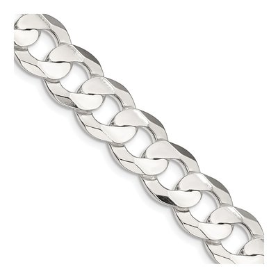 Sterling Silver 11.9mm Concave Beveled Curb Chain