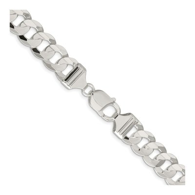 Sterling Silver 11.9mm Concave Beveled Curb Chain – view 3
