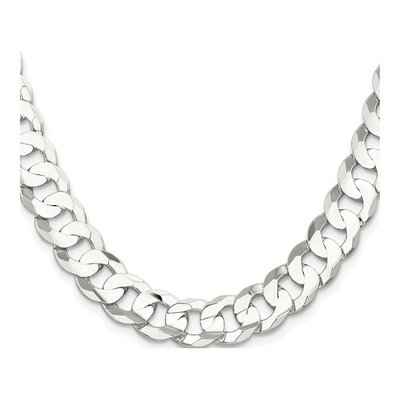 Sterling Silver 11.9mm Concave Beveled Curb Chain – view 2