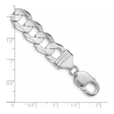 Sterling Silver 11.9mm Concave Beveled Curb Chain Bracelet – view 2