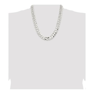 Sterling Silver 14mm 22-inch Concave Beveled Curb Chain – view 4