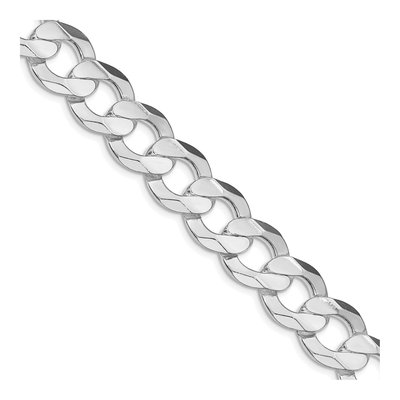 Sterling Silver 14mm 22-inch Concave Beveled Curb Chain