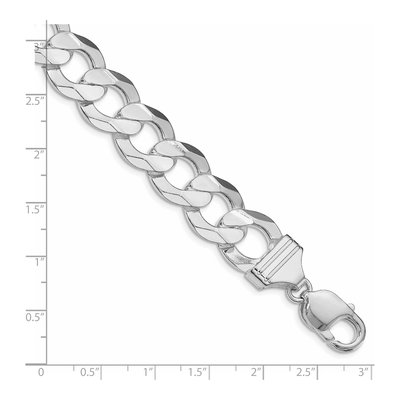 Sterling Silver 14mm Concave Beveled Curb Chain Bracelet – view 2