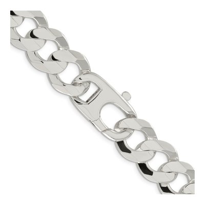 Sterling Silver 15.75mm Concave Beveled Curb Chain – view 3
