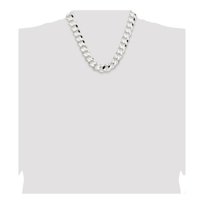 Sterling Silver 15.75mm Concave Beveled Curb Chain – view 4