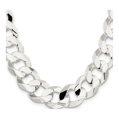 Sterling Silver 15.75mm Concave Beveled Curb Chain – view 2