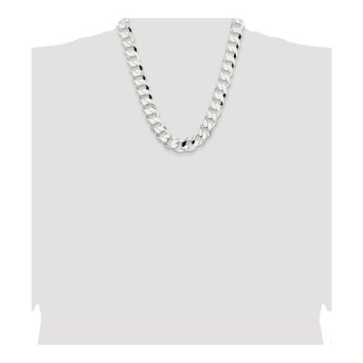 Sterling Silver 15.75mm Concave Beveled Curb Chain – view 4