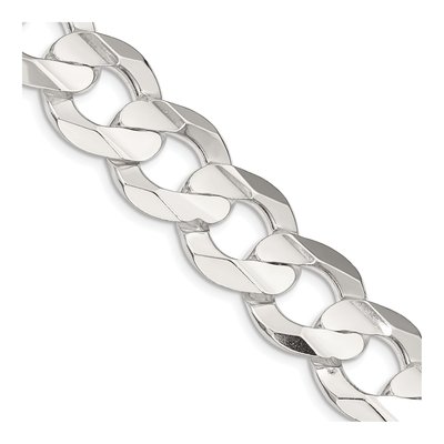 Sterling Silver 15.75mm Concave Beveled Curb Chain