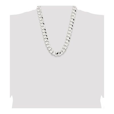 Sterling Silver 15.75mm Concave Beveled Curb Chain – view 4