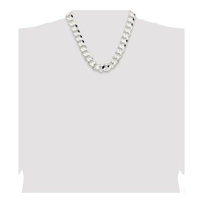 Sterling Silver 15.75mm Concave Beveled Curb Chain – view 4