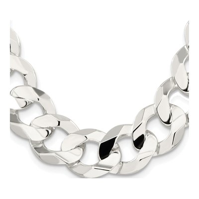 Sterling Silver 15.75mm Concave Beveled Curb Chain – view 2