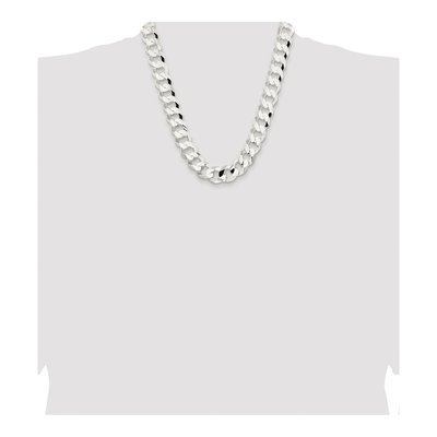 Sterling Silver 15.75mm Concave Beveled Curb Chain – view 4