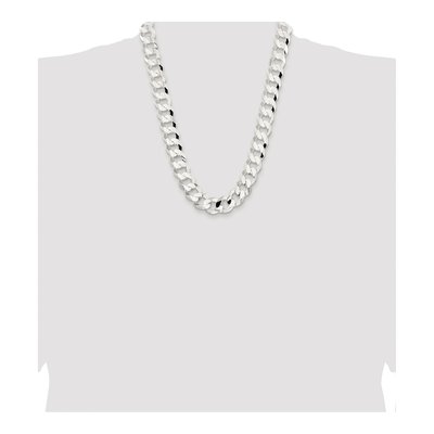 Sterling Silver 15.75mm Concave Beveled Curb Chain – view 4
