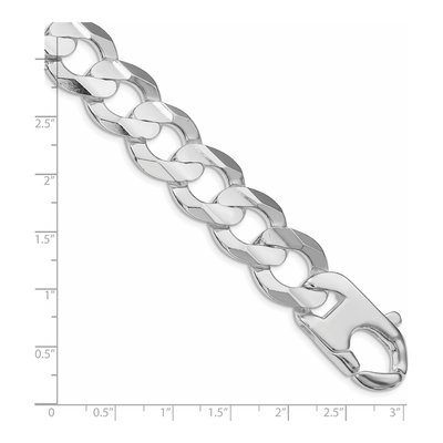 Sterling Silver 15.75mm Concave Beveled Curb Chain Bracelet – view 2