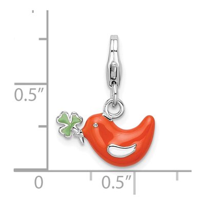 Sterling Silver Bird Clover Enamel Charm – view 5