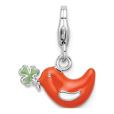 Sterling Silver Bird Clover Enamel Charm