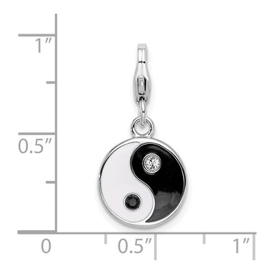 Sterling Silver Crystal Yin Yang Charm – view 5