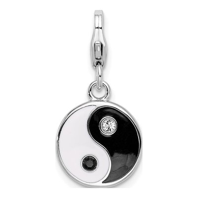 Sterling Silver Crystal Yin Yang Charm