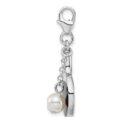 Sterling Silver Simulated Pearl Paddle Charm – view 3