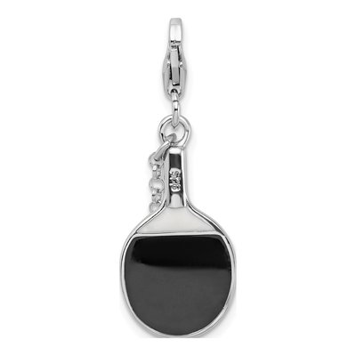 Sterling Silver Simulated Pearl Paddle Charm – view 4