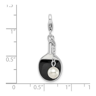Sterling Silver Simulated Pearl Paddle Charm – view 6