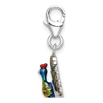 Sterling Silver Enameled Peacock Charm – view 3