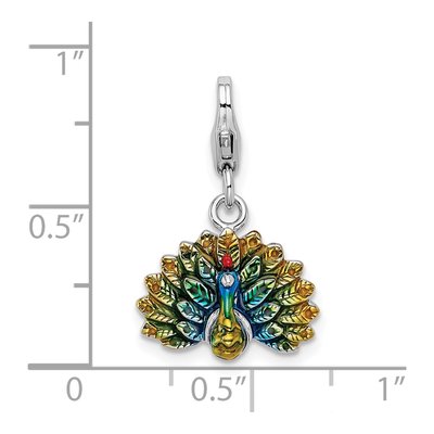 Sterling Silver Enameled Peacock Charm – view 5